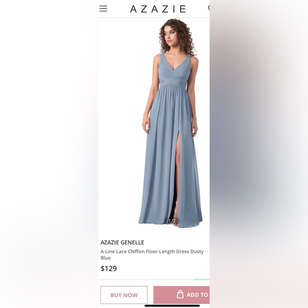 Azazie Genelle size 2-4 dusty blue